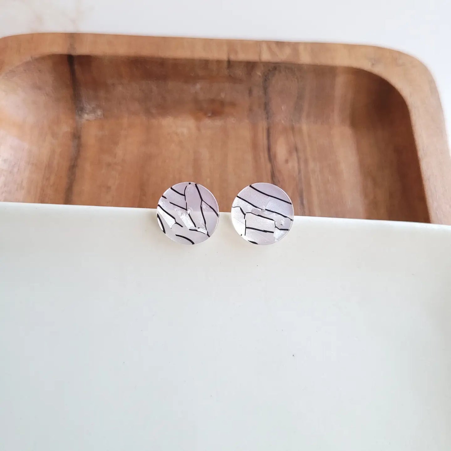 Pearl Black Stripe Studs