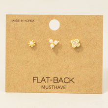 Load image into Gallery viewer, 3Pc Silver Pearl Studded Earrings