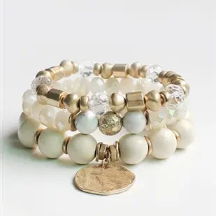 White Natural, Gold, and Natural Stone Stretch