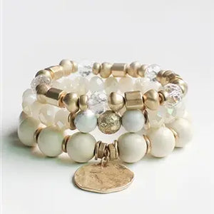 White Natural, Gold, and Natural Stone Stretch