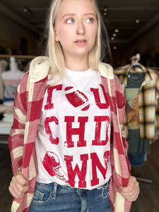 White Touchdown Crop Graphic Tee