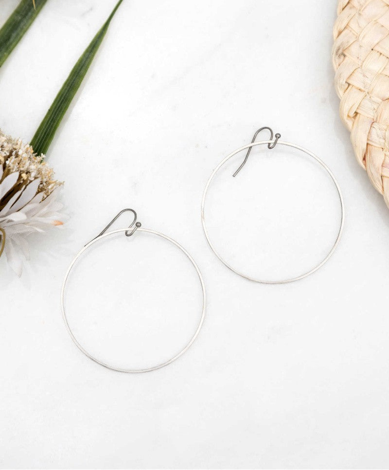 Silver Matte Hoop Earrings