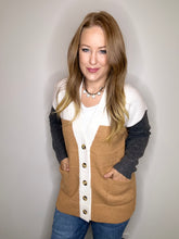 Load image into Gallery viewer, Camel Color Block Cardigan