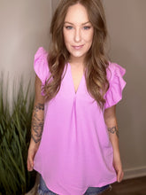 Load image into Gallery viewer, Mauve Ruffle Sleeve Top