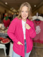 Load image into Gallery viewer, Hot Pink Popcorn Sweater Cardigan