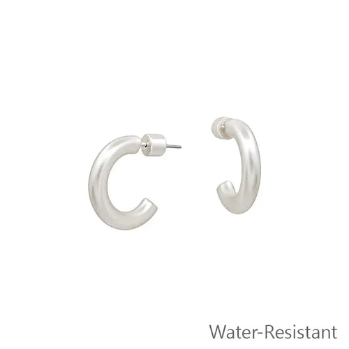 Matte Silver Hoop Earring
