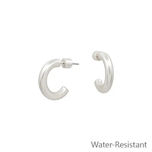 Matte Silver Hoop Earring