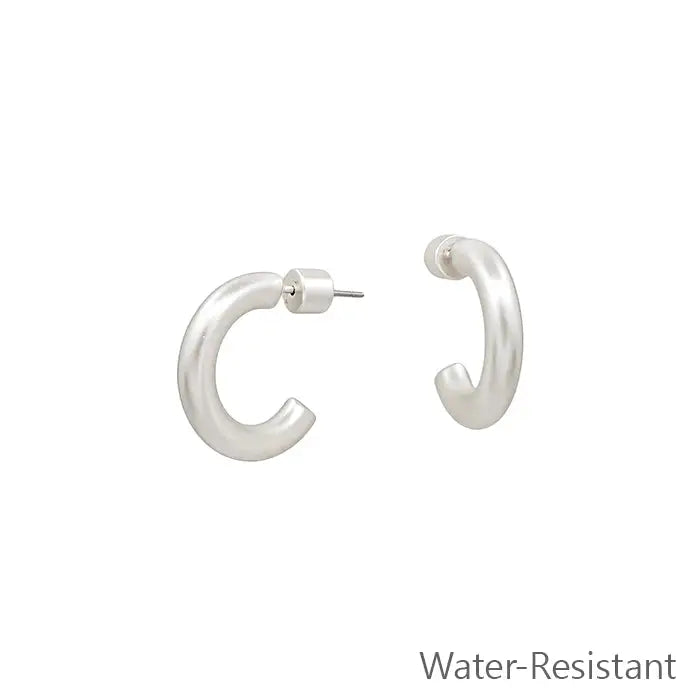 Matte Silver Hoop Earring
