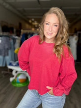 Load image into Gallery viewer, Red Cropped Long Sleeve Tee