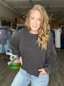 Black Cropped Long Sleeve Tee