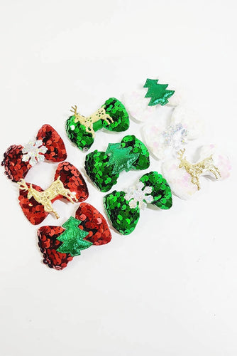 Christmas Sequin Hair Bows - Assorted