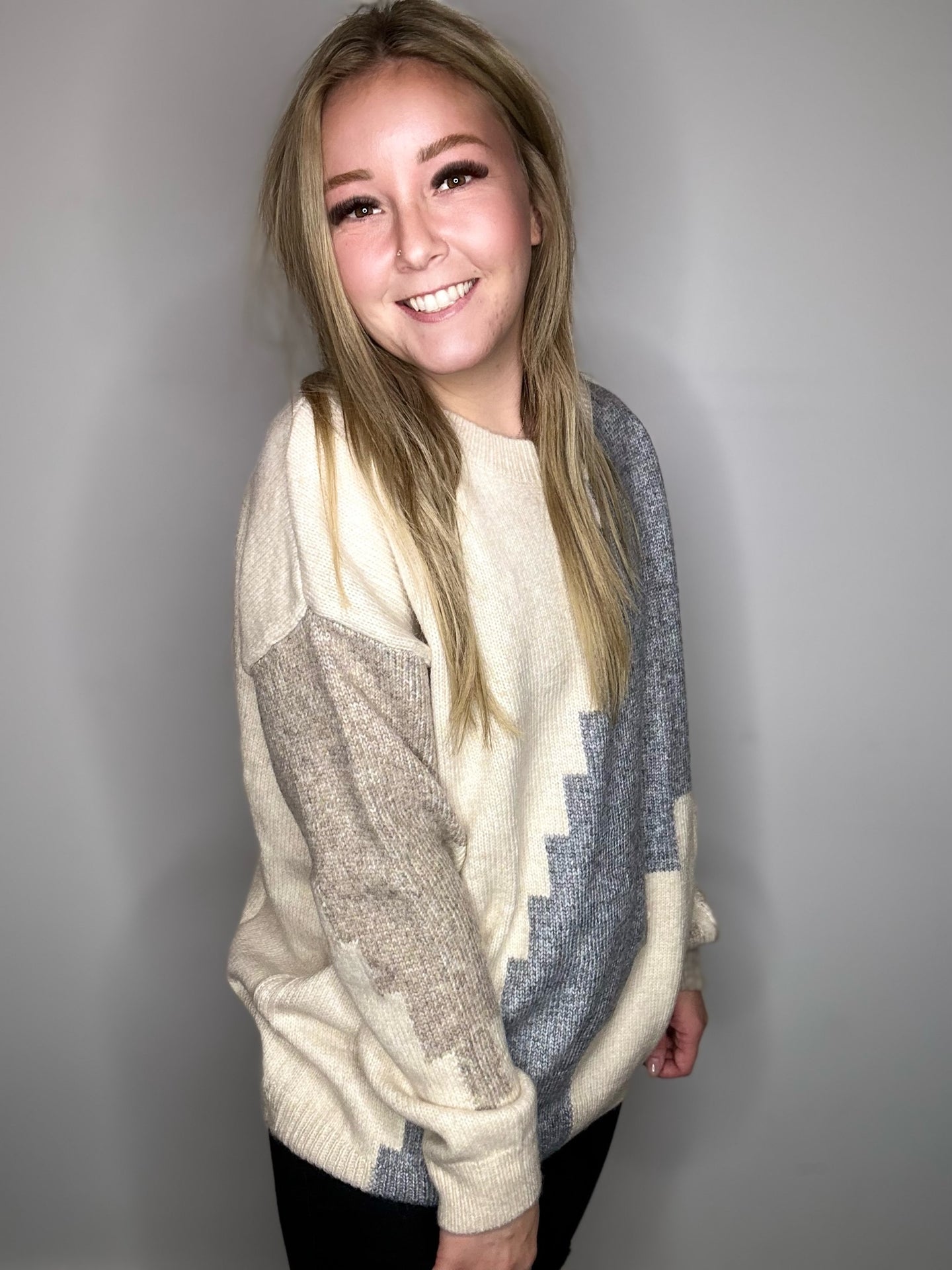 Grey ColorBlock Sweater