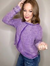 Load image into Gallery viewer, Purple Washed Waffle Long Sleeve