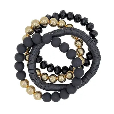 Black Gold Stretch Crystal Bracelets