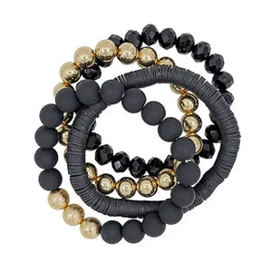 Black Gold Stretch Crystal Bracelets