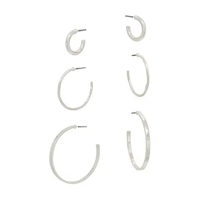 Silver Huggies Earring Trio