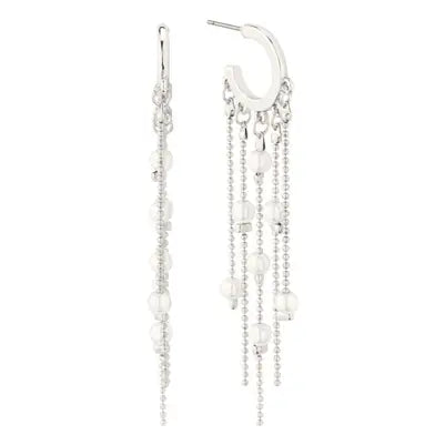 Silver Chains & Pearls Fringe Earrings