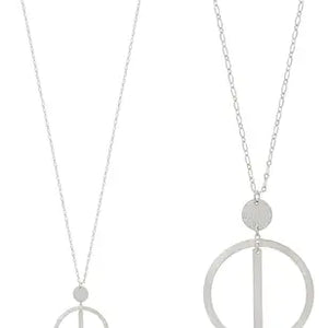 Matte Silver Circle Bar Necklace