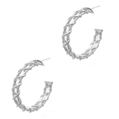 Silver Twisted Hoop Earrings