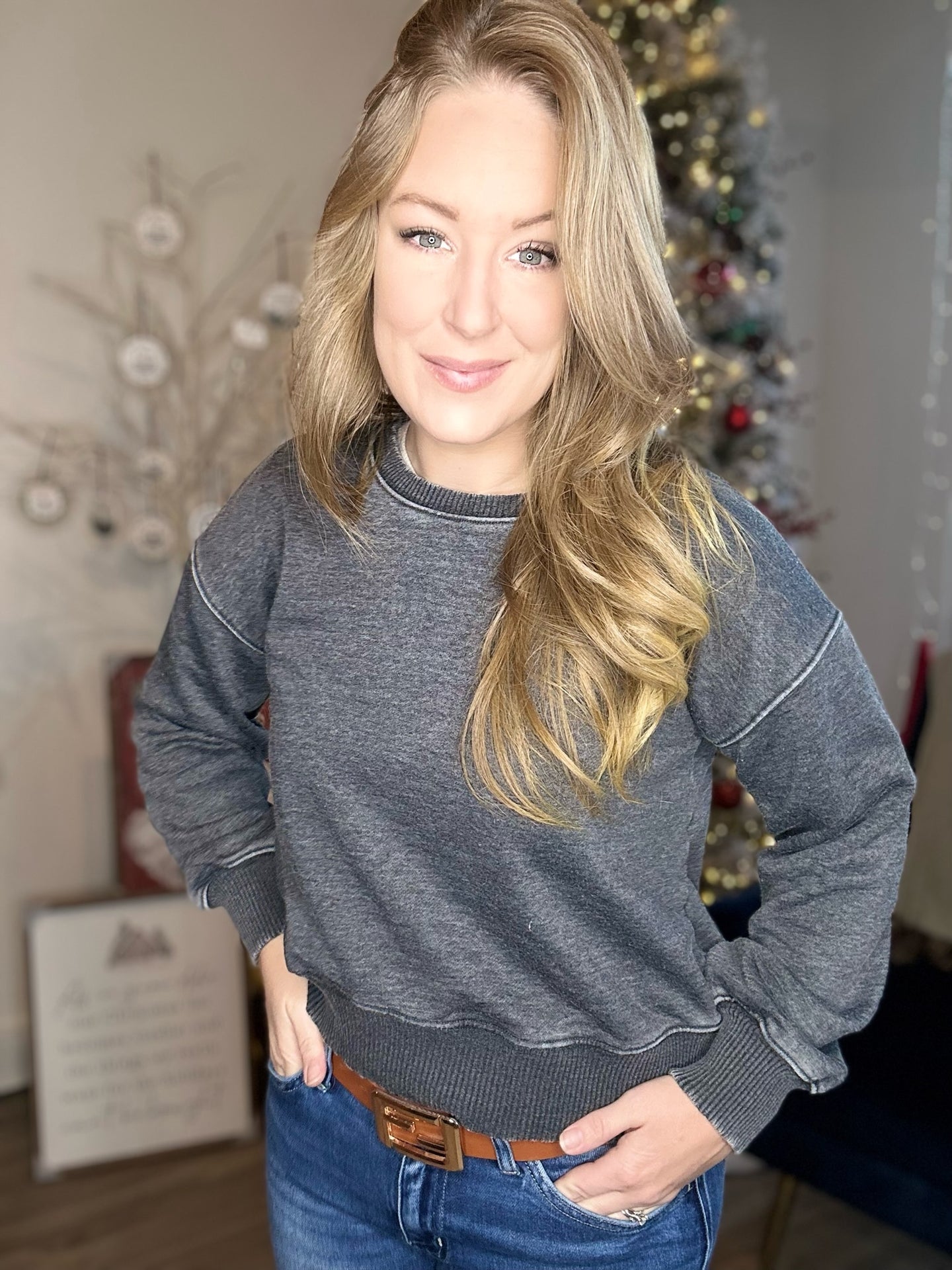 Heather Black Pullover Sweater