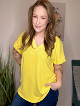 Load image into Gallery viewer, Yellow V Neck Hi-Lo Top