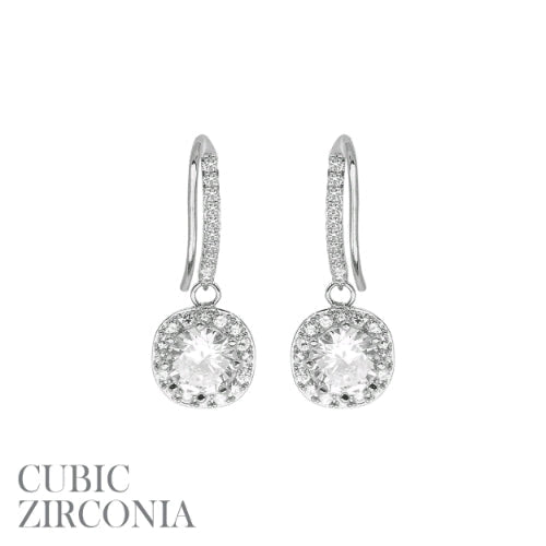 Rhinestone Silver Fishhook Drop Earring