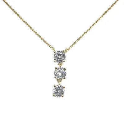 Gold Triple Round Stone Drop Necklace