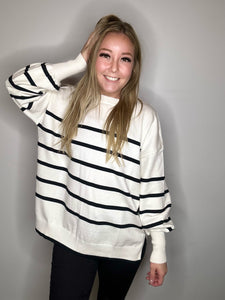 Off White Striped Sweater Top