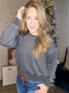 Heather Black Pullover Sweater