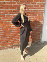 Load image into Gallery viewer, Black Smocked Waist Dress