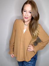 Load image into Gallery viewer, Camel Smocked Long Sleeve Top