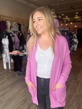 Load image into Gallery viewer, Lilac Sheer Pocket Cardigan