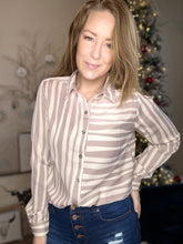 Load image into Gallery viewer, Cream &amp; Taupe Striped Long Sleeve Top