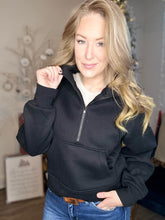 Load image into Gallery viewer, Black Half Zip Sweater