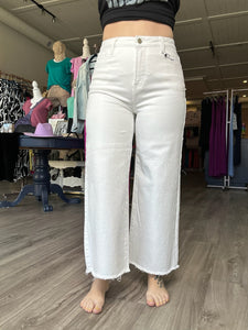 Risen White Wide Leg Jeans