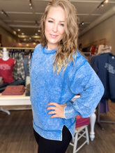 Load image into Gallery viewer, Ocean Blue Acid Wash Sweatshirt