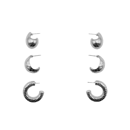 Silver 3pc Cuff Earrings