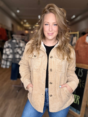 Beige Corduroy Sherpa Jacket