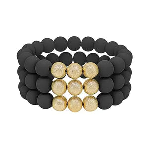 Black & Gold Stretch Bead Bracelets