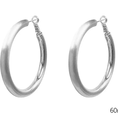 Silver Satin Hoop Earrings