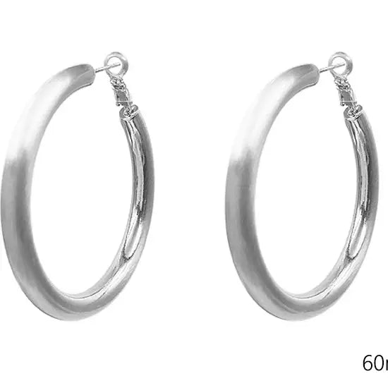 Silver Satin Hoop Earrings