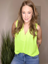 Load image into Gallery viewer, Lime Pleated Sleeveless Top