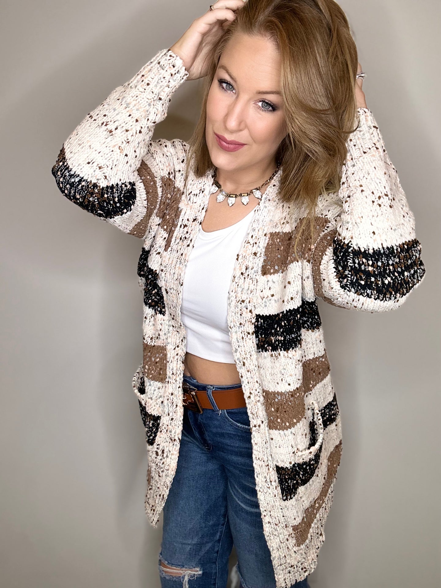 Coco Multi Stripe Pocket Cardigan