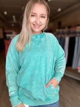 Load image into Gallery viewer, Washed Turquoise Pocket Pullover
