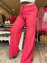 Load image into Gallery viewer, Red Brushed Wide Leg Pants