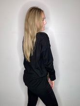 Load image into Gallery viewer, Black Deep V Ribbed Sweater