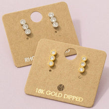 Load image into Gallery viewer, Gold Dipped Triple Stud Earrings