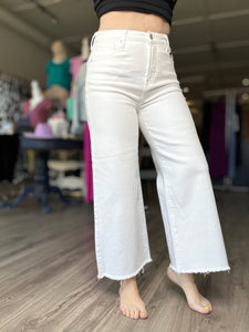 Risen White Wide Leg Jeans