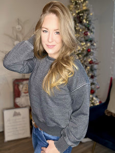 Heather Black Pullover Sweater
