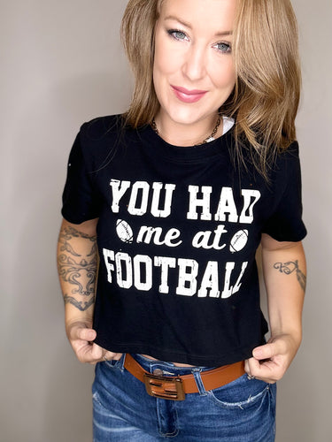You Had Me Black Crop Graphic Tee